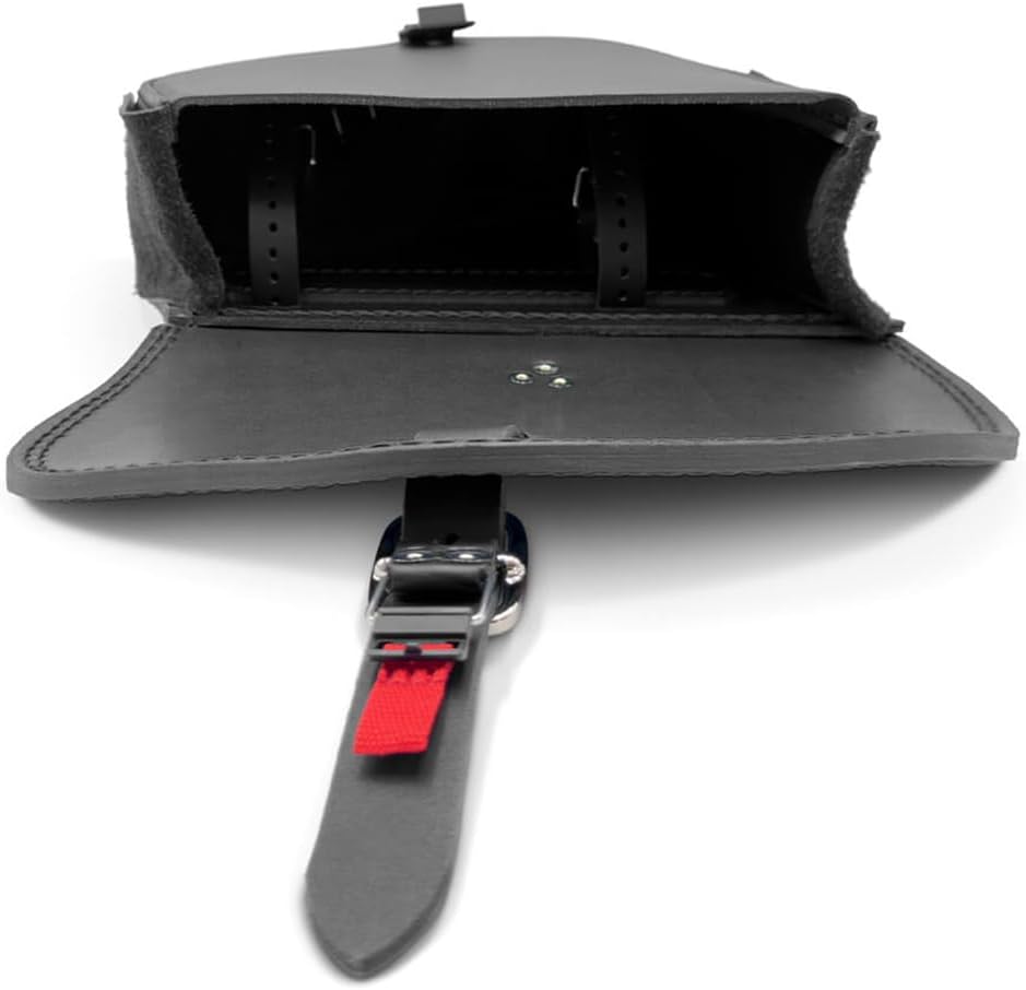 Sac à Bras oscillant en Cuir véritable Compatible avec Harley Davidson Softail Low Rider S, Fat Bob, Street Bob, Fat Boy, Breakout - Fermeture magnétique Rapide (Coutures Noire)