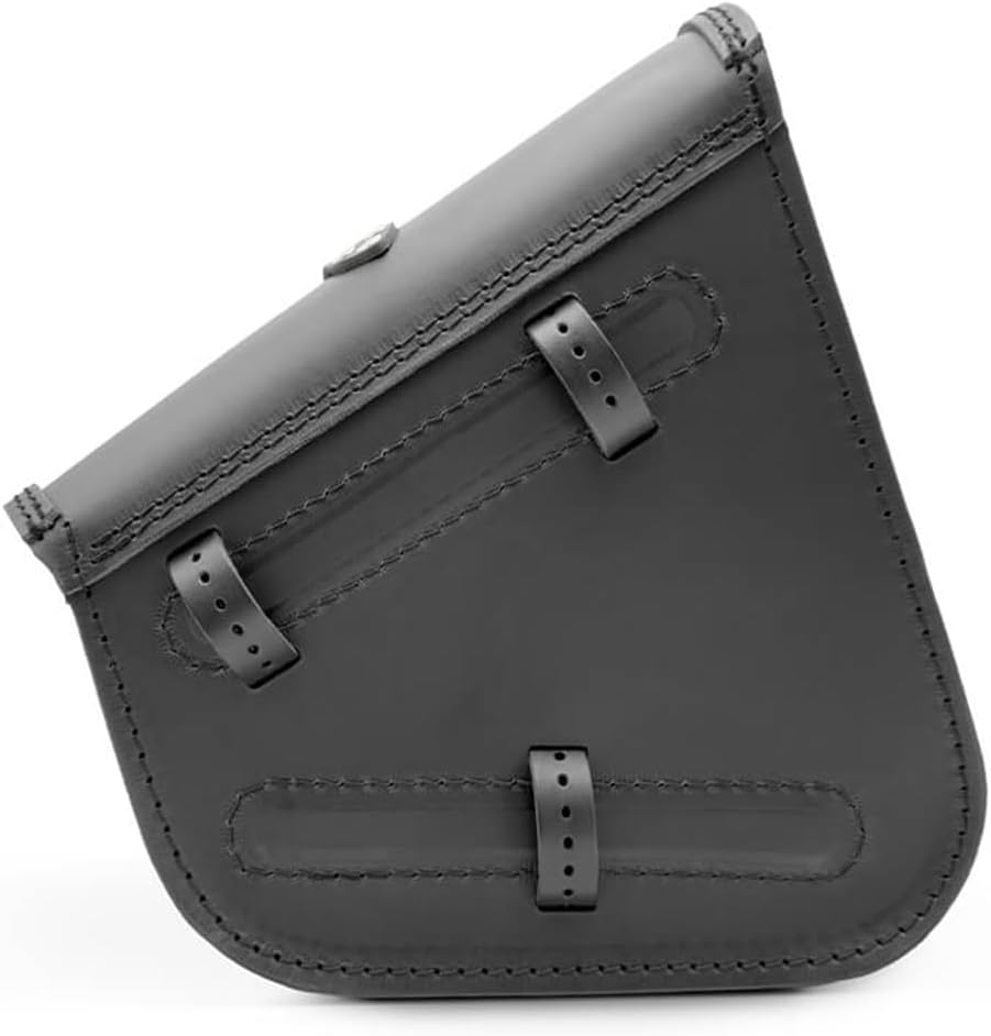 Sac à Bras oscillant en Cuir véritable Compatible avec Harley Davidson Softail Low Rider S, Fat Bob, Street Bob, Fat Boy, Breakout - Fermeture magnétique Rapide (Coutures Noire)