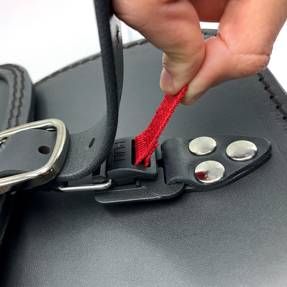 Sac à Bras oscillant en Cuir véritable Compatible avec Harley Davidson Softail Low Rider S, Fat Bob, Street Bob, Fat Boy, Breakout - Fermeture magnétique Rapide (Coutures Noire)