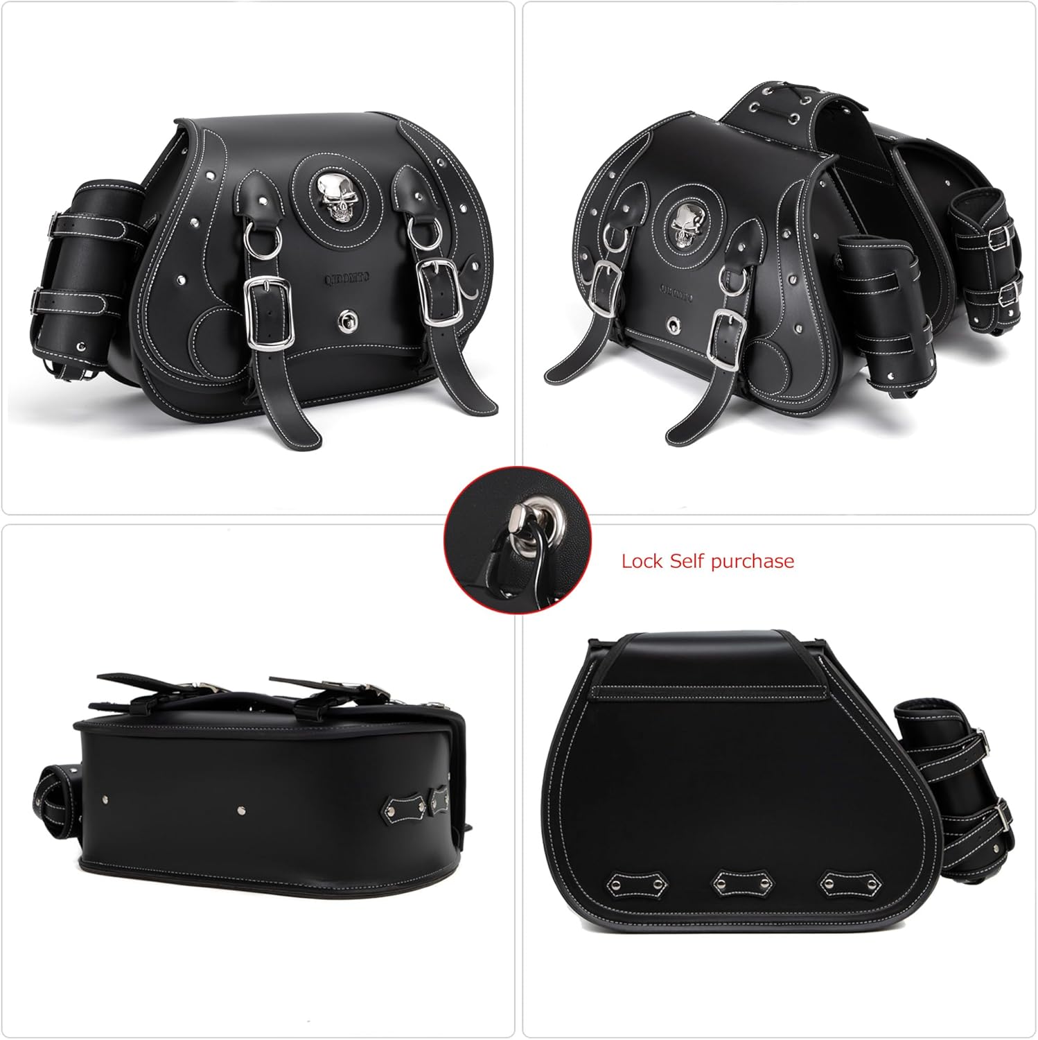Sac de selle moto en cuir haute densité - poche latérale avec porte - gobelet - convient pour Harley sportster - imperméable - sac à outils latéral, sac de rangement moto, universel, 1 paire, noir