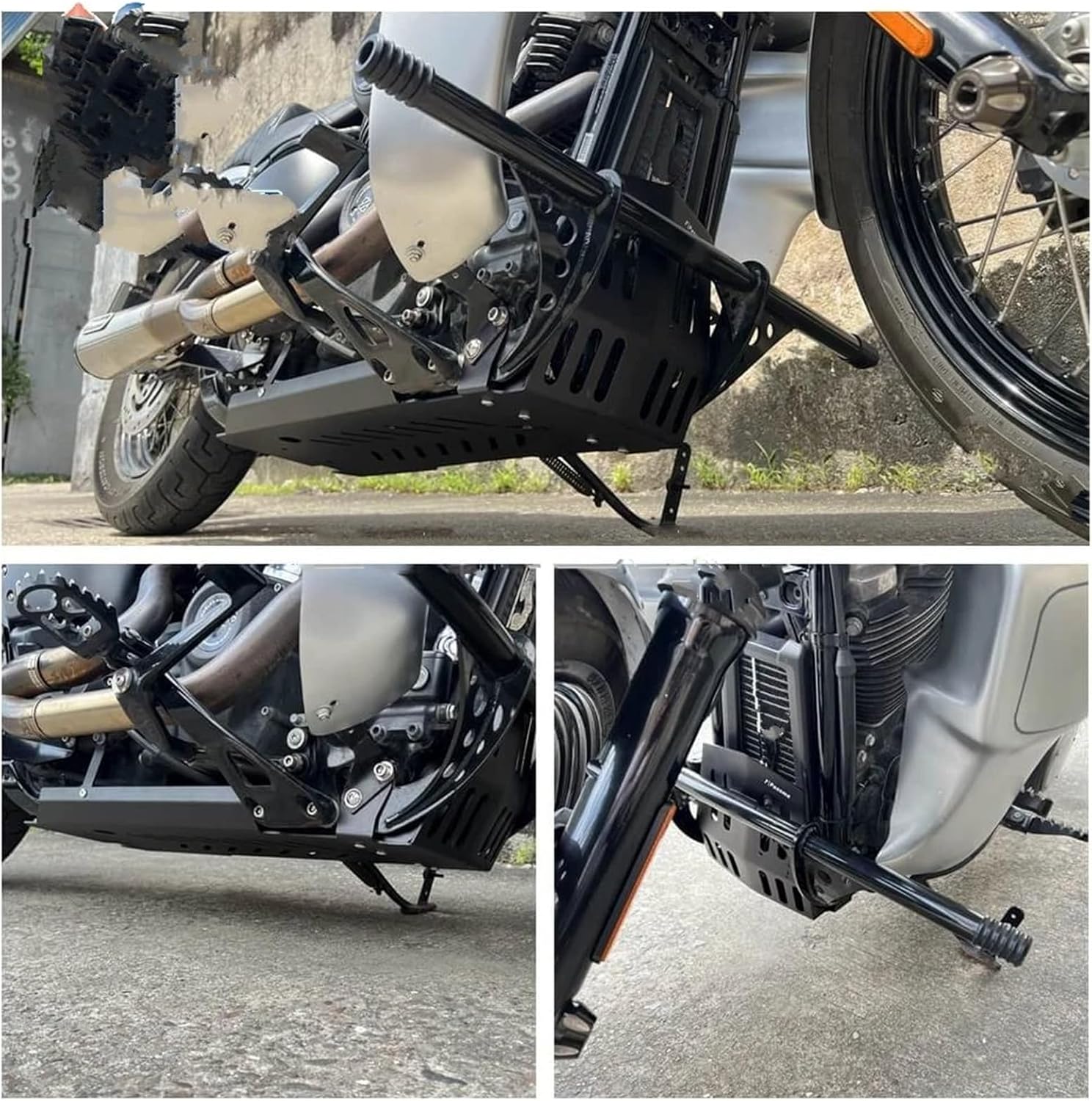 Protection Motos Barre Compatible Avec Softail Pour Standard Pour FXST 2020 2021 2022 2023 Plaque De Protection De Moto Couvercle De Protection Du Châssis Cadre De Protection Du Moteur Barre(Skid Plat